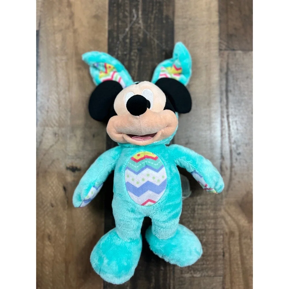 Disney Store Mickey Mouse Easter Bunny Plush Teal Chevron Egg Costume StuffedToy